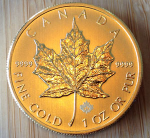 24 karat guldmønt (Canadian Maple Leaf 2014)